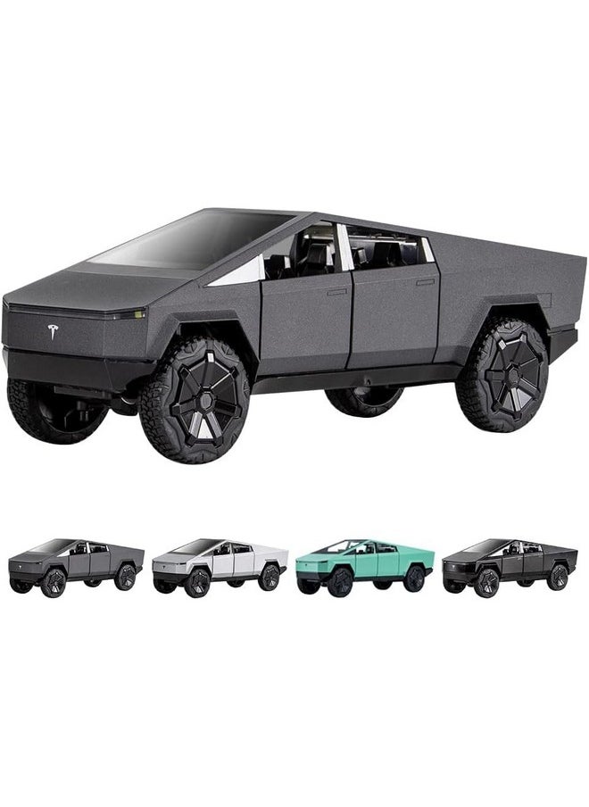 Sky Tech® Tesla Cyber Truck 1:24 Model Car Exclusive Alloy Metal Pull Back Die-cast Car Diecast Metal Toy car with Openable Doors & Light Music Best Gifts Toys Kids【Colors as Per Stock】