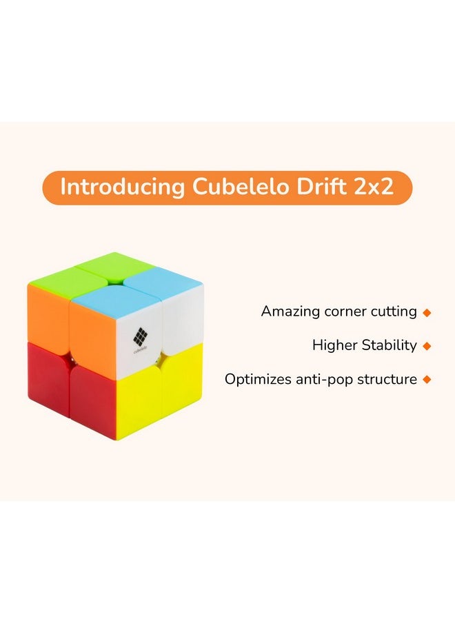 Cubelelo Drift 2x2 Stickerless Magic Speed Cube for Kids & Adults Speedy Brainstorming Puzzle (Multicolor)