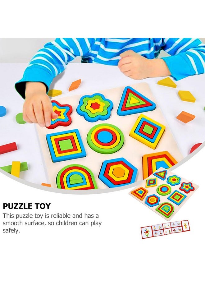 WISHKEY Wooden Shapes Puzzle Learning Toy, Montessori Brain Teaser Puzzle Board with 9 Geometric Shapes, Interactive Game Educational Toys for Kids, Multicolour, 3+ Years (Pack of 1)