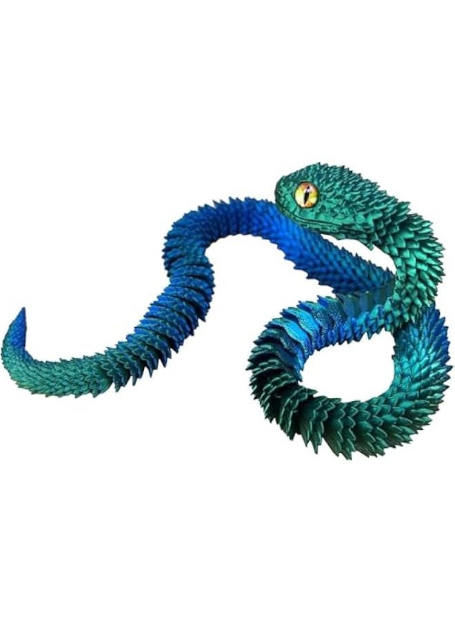 3D Printed Snake Toys 3D Printed Animals Exquisite Cute Toy 3D Printed Animals Set Adults Fidget Toys Printed Cobra Fidget Toys 3D Printed Articulated Cobra Flexiable Crystal Snake (Laser Blue Green