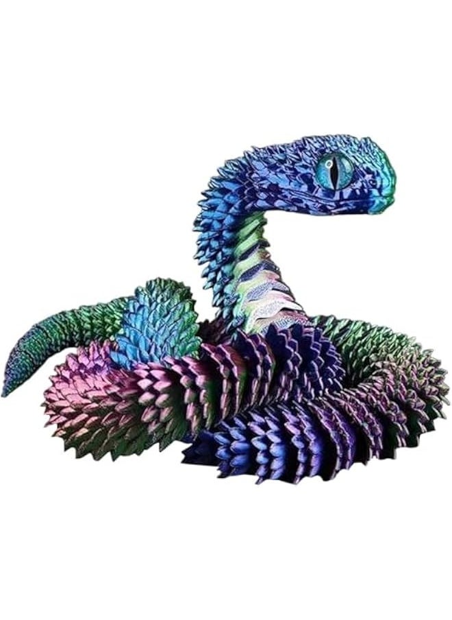 3D Printed Snake Toys, Movable Joint Fidget Toys for Home Office Decor (11.8' Colorful)