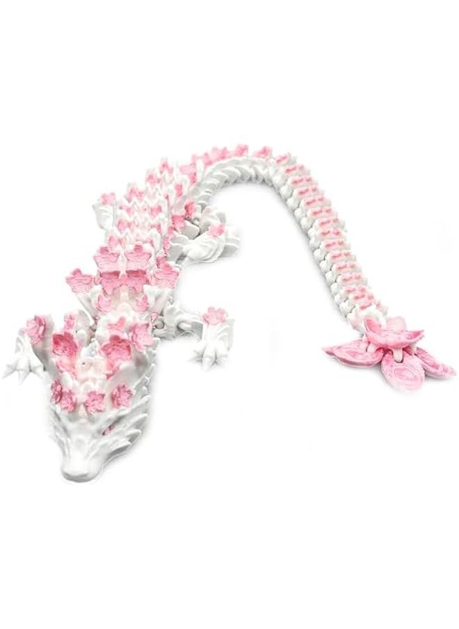 3D Printed Cherry Blossom Crystal Dragon Articulated Movable Model 12 Inch Decorative Fantasy Dragon for Display and Gift