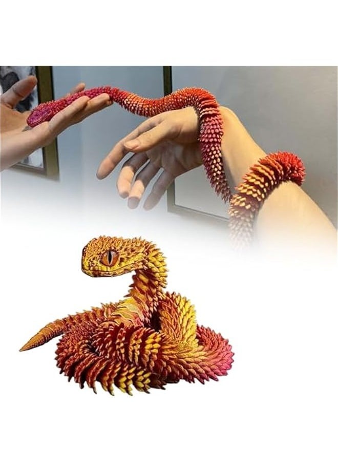 3D Printed Animals Set 3D Printed Snake Toys 3D Printed Articulated Flexible Fidget Toy 3D Printed Animals Exquisite Cute Pet Toy Adults Fidget Toys (Red)