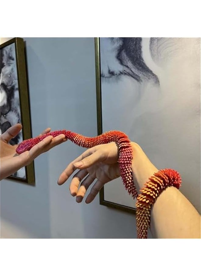 3D Printed Animals Set 3D Printed Snake Toys 3D Printed Articulated Flexible Fidget Toy 3D Printed Animals Exquisite Cute Pet Toy Adults Fidget Toys (Red)