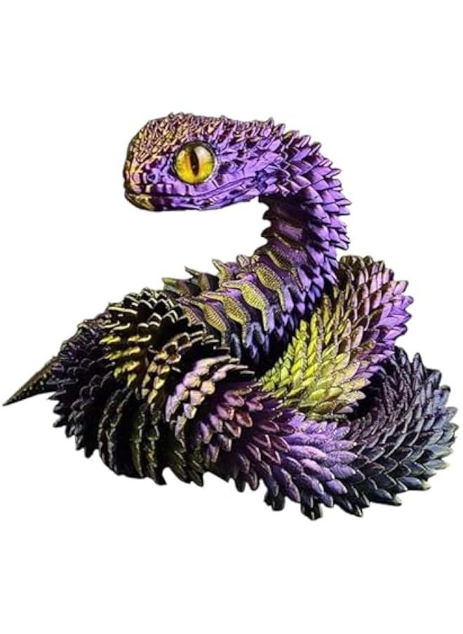 3D Printed Animals Set 3D Printed Snake Toys 3D Printed Articulated Flexible Fidget Toy 3D Printed Animals Exquisite Cute Pet Toy Adults Fidget Toys (Purple)