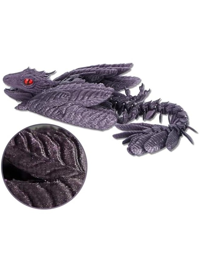 3D Printed Feathered Wyvern Dragon, Articulated Dragon, Fidget Dragon, Desktop Ornament, Desktop Pet Toys, 3D Printed Stuff (Chameleon Series - Starlight Purple)