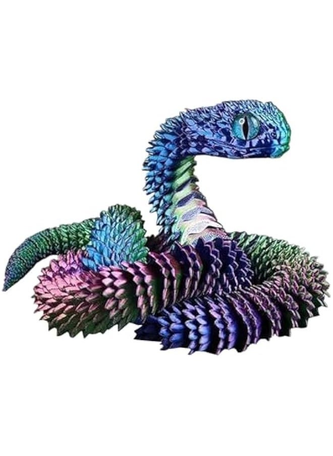 3D Printed Animals Set 3D Printed Snake Toys 3D Printed Articulated Flexible Fidget Toy 3D Printed Animals Exquisite Cute Pet Toy Adults Fidget Toys (Blue)