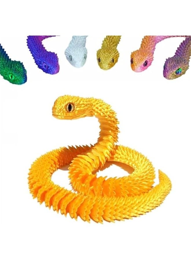 3D Printed Snake Toys 3D Printed Animals Snake Pet Movable Joint Fidget Toys， 3D Printed Animals Toy Adults Fidget Toys，3D Printed Fidget Toys for Home Office Decor (11.8' Gold)