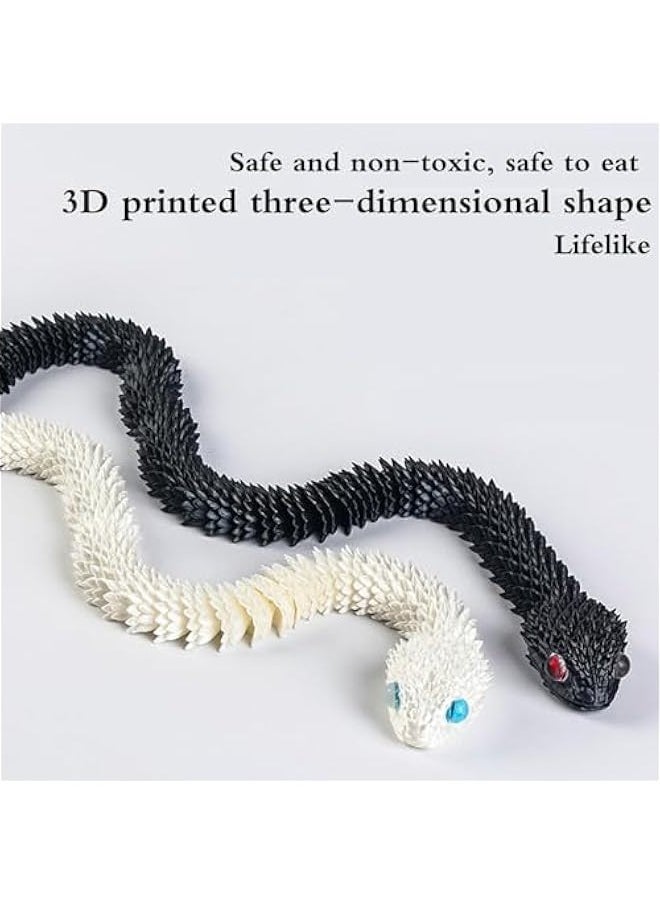 3D Printed Animals 3D Printed Snake Viper,3D Printed Toys 3D Printed Articulated Snake 3D Printed Animal Model Ornaments Home Office Desk Decor Festival Gift for Friends (Black)