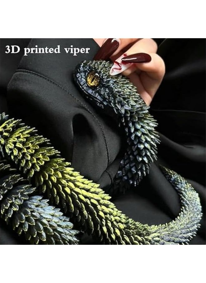 3D Printed Animals 3D Printed Snake Viper,3D Printed Toys 3D Printed Articulated Snake 3D Printed Animal Model Ornaments Home Office Desk Decor Festival Gift for Friends (Black)