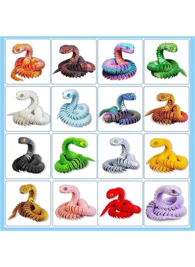 3D Printed Animals 3D Printed Snake Viper,3D Printed Toys 3D Printed Articulated Snake 3D Printed Animal Model Ornaments Home Office Desk Decor Festival Gift for Friends (Black)