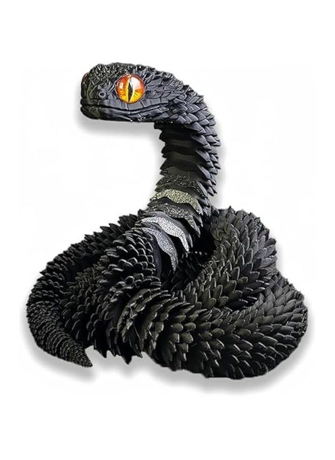 3D Printed Animals 3D Printed Snake Viper,3D Printed Toys 3D Printed Articulated Snake 3D Printed Animal Model Ornaments Home Office Desk Decor Festival Gift for Friends (Black)