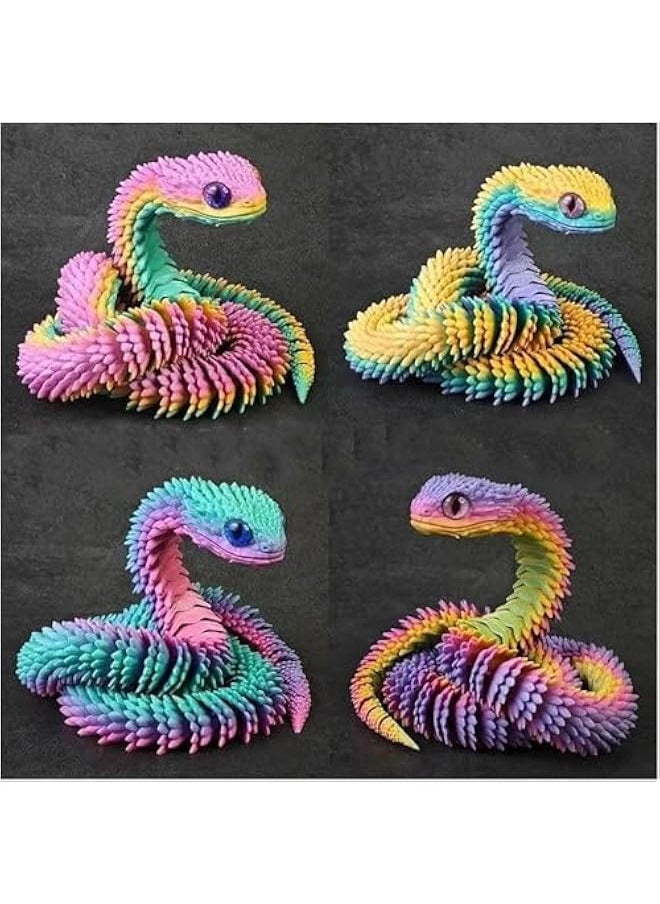 3D Printed Snake Toys 3D Printed Animals Snake Pet Movable Joint Fidget Toys， 3D Printed Animals Toy Adults Fidget Toys，3D Printed Fidget Toys for Home Office Decor (24.4‘ Candy)