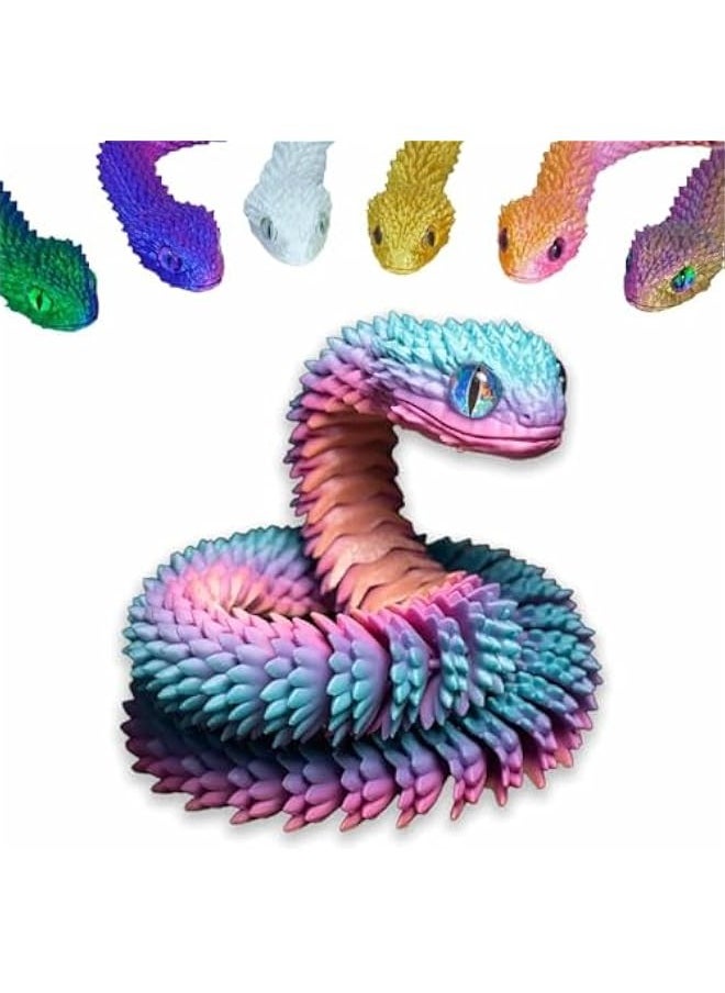 3D Printed Snake Toys 3D Printed Animals Snake Pet Movable Joint Fidget Toys， 3D Printed Animals Toy Adults Fidget Toys，3D Printed Fidget Toys for Home Office Decor (24.4‘ Candy)