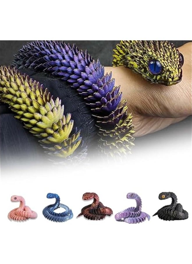 3D Printed Snake Toys 3D Printed Animals Snake Pet Movable Joint Fidget Toys， 3D Printed Animals Toy Adults Fidget Toys，3D Printed Fidget Toys for Home Office Decor (24.4‘ Candy)