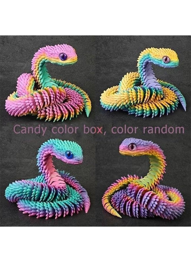 3D Printed Snake Toys 3D Printed Animals Snake Pet Movable Joint Fidget Toys， 3D Printed Animals Toy Adults Fidget Toys，3D Printed Fidget Toys for Home Office Decor (24.4‘ Candy)