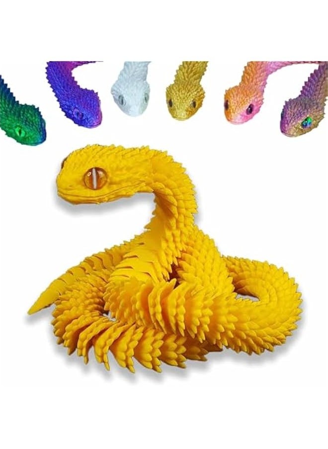 3D Printed Snake Toys 3D Printed Animals Snake Pet Movable Joint Fidget Toys， 3D Printed Animals Toy Adults Fidget Toys，3D Printed Fidget Toys for Home Office Decor (17.7' Yellow)