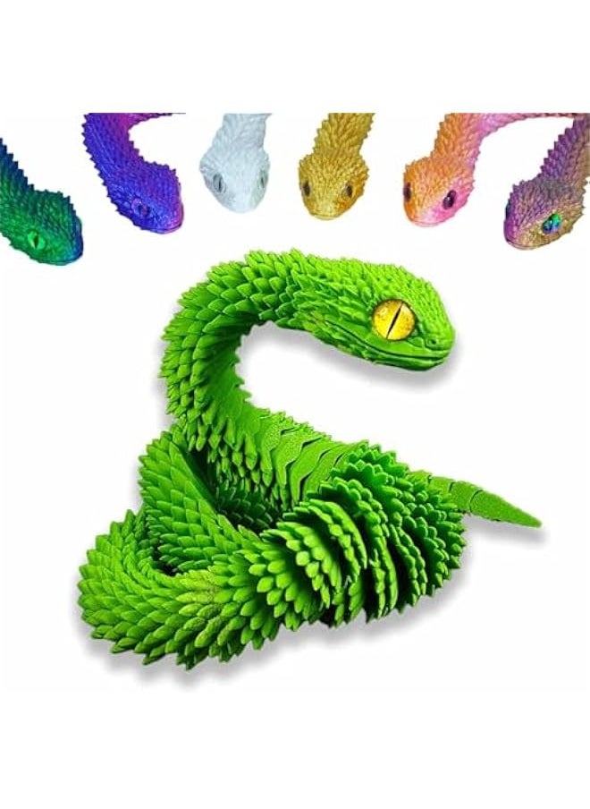 3D Printed Snake Toys 3D Printed Animals Snake Pet Movable Joint Fidget Toys， 3D Printed Animals Toy Adults Fidget Toys，3D Printed Fidget Toys for Home Office Decor (17.7‘ Green)