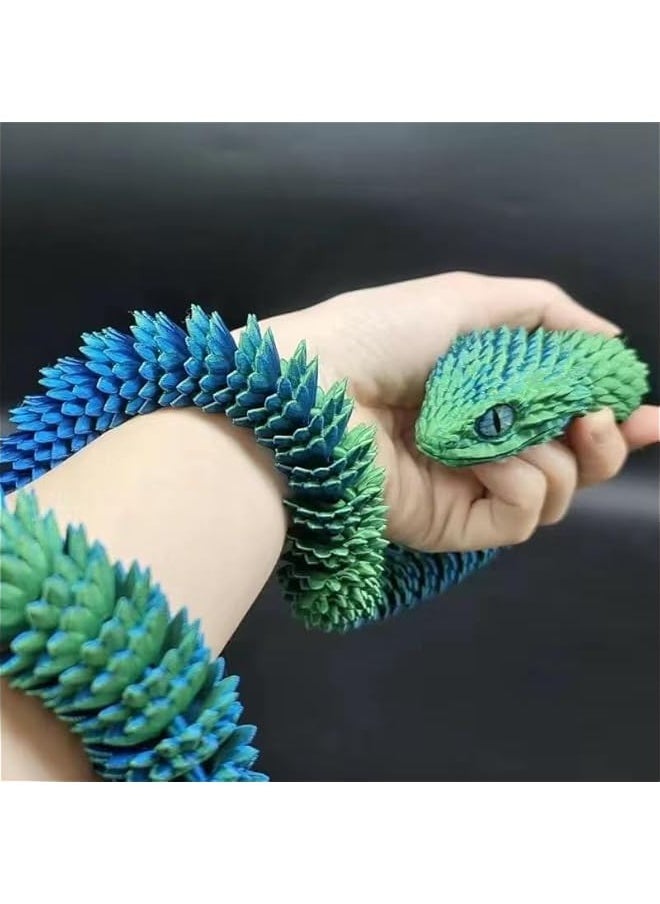 3D Printed Snake Toys 3D Printed Animals Snake Pet Movable Joint Fidget Toys， 3D Printed Animals Toy Adults Fidget Toys，3D Printed Fidget Toys for Home Office Decor (17.7‘ Green)