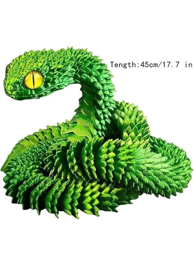 3D Printed Snake Toys 3D Printed Animals Snake Pet Movable Joint Fidget Toys， 3D Printed Animals Toy Adults Fidget Toys，3D Printed Fidget Toys for Home Office Decor (17.7‘ Green)