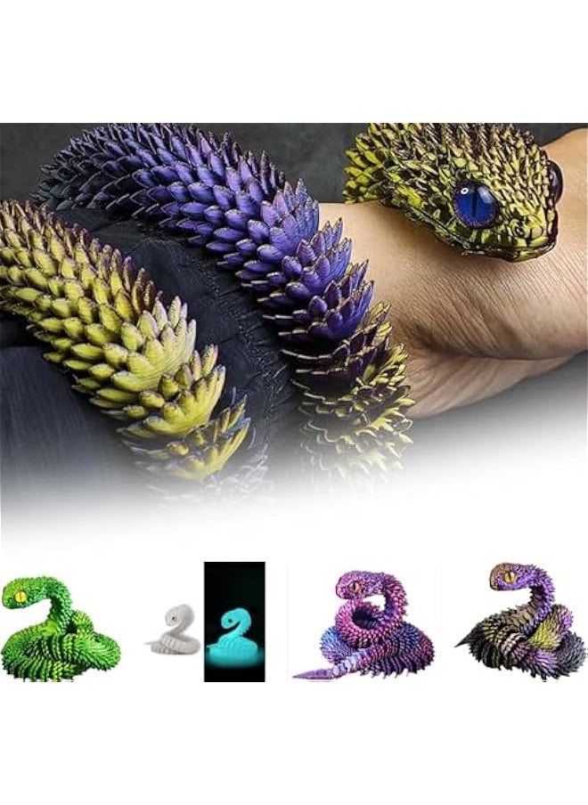 3D Printed Snake Toys 3D Printed Animals Snake Pet Movable Joint Fidget Toys， 3D Printed Animals Toy Adults Fidget Toys，3D Printed Fidget Toys for Home Office Decor (17.7‘ Green)