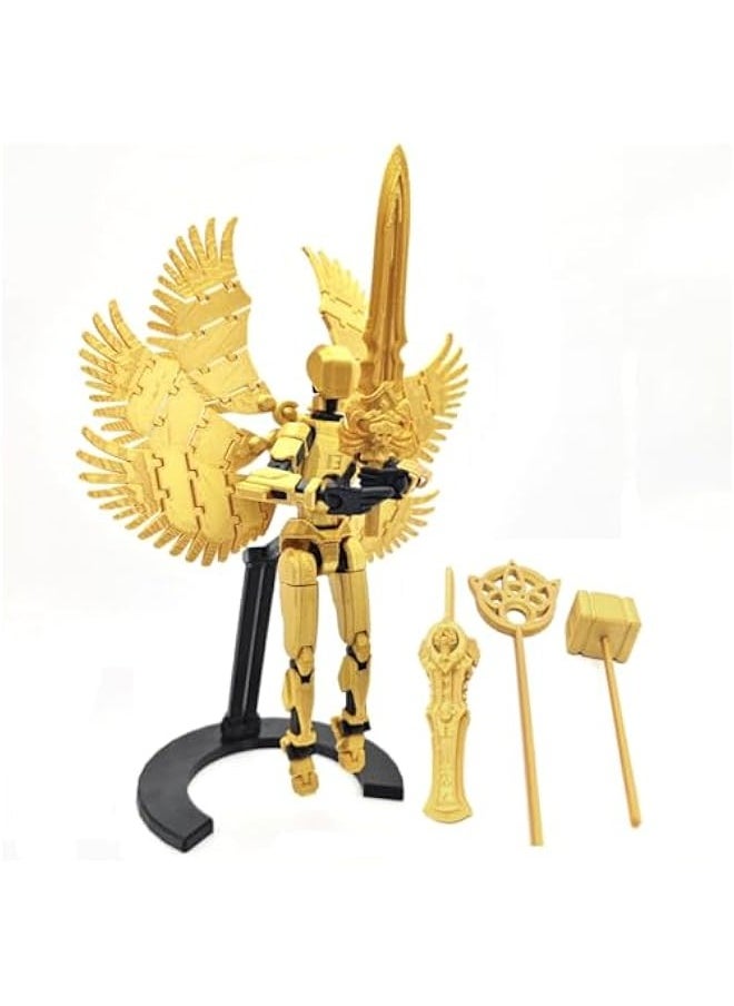 Sixth Generation Gold T13 Action Figure with Stand, Lucky 13 Action Figure,Multi-Joint Movable Robot, PVC Model Full Body Mobile Robot Desktop Decoration