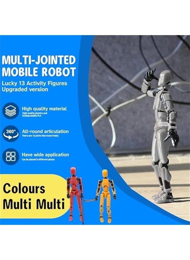 Sixth Generation Gold T13 Action Figure with Stand, Lucky 13 Action Figure,Multi-Joint Movable Robot, PVC Model Full Body Mobile Robot Desktop Decoration