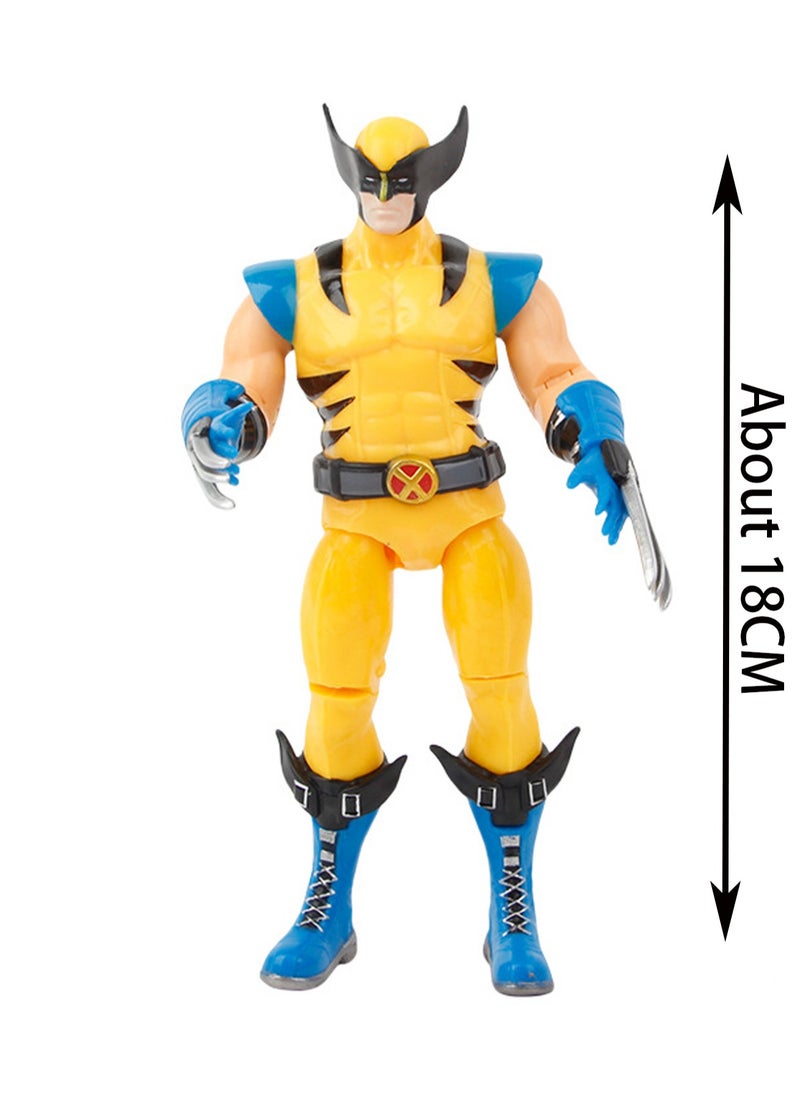 18cm Yellow Wolverine Figure Model, Movable Joints, Alliance Series Model Doll Trendy Toy Ornaments, Pvc Figure Model Toy Collection Gift Creative Cartoon Toy, Birthday Holiday Gift