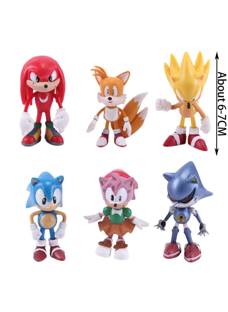 6 1st Generation Sonic Doll Models, Flying Mouse Game Action Figure Models, Trendy Toy Ornaments, Pvc Character Model Toys Collection Gifts Creative Cartoon Toys, Birthday Holiday Gifts