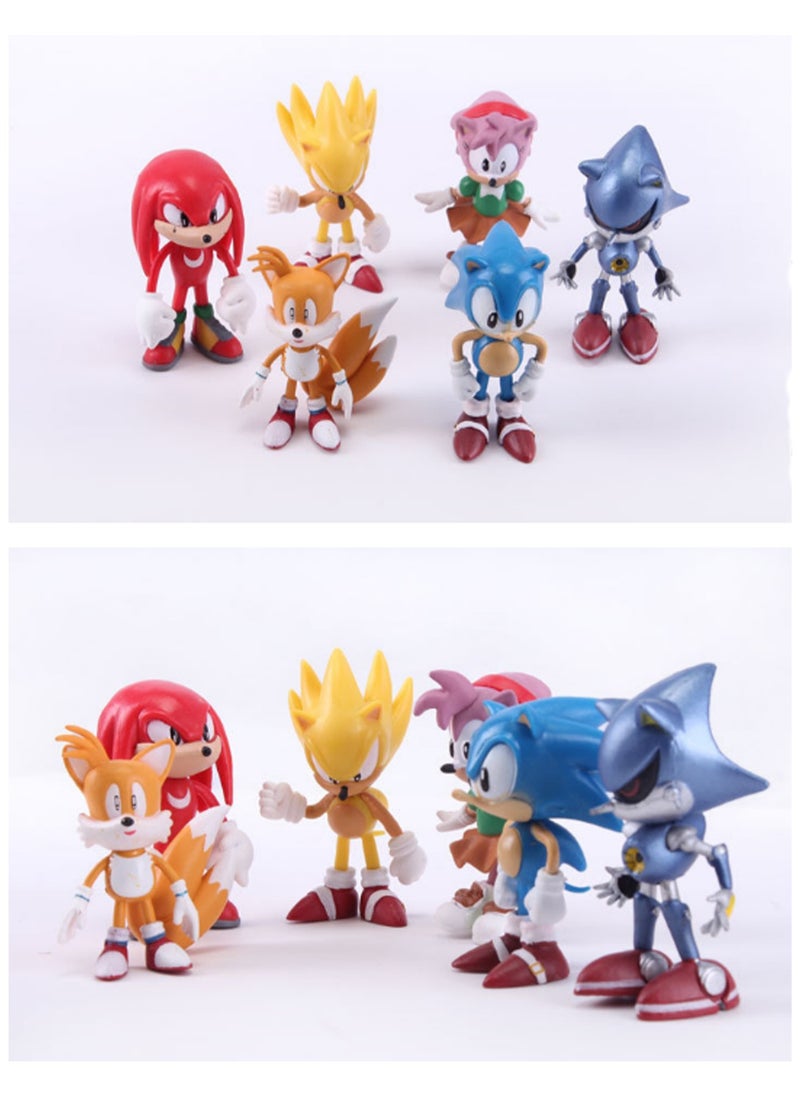 6 1st Generation Sonic Doll Models, Flying Mouse Game Action Figure Models, Trendy Toy Ornaments, Pvc Character Model Toys Collection Gifts Creative Cartoon Toys, Birthday Holiday Gifts