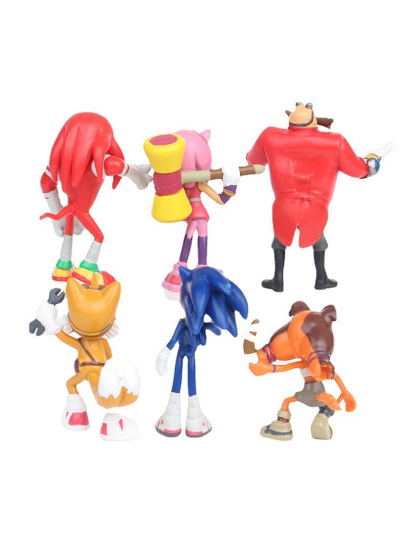 6 4th Generation Sonic Doll Models, Flying Mouse Game Action Figure Models, Trendy Toy Ornaments, Pvc Character Model Toys Collection Gifts Creative Cartoon Toys, Birthday Holiday Gifts