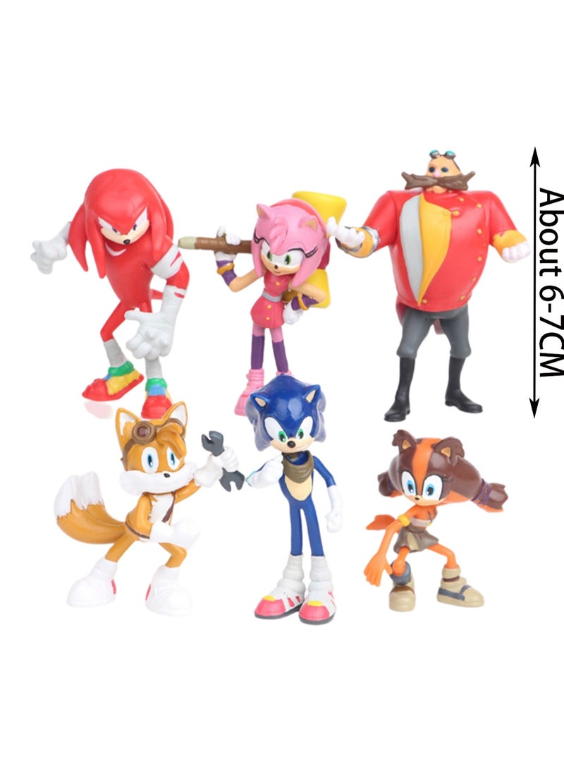 6 4th Generation Sonic Doll Models, Flying Mouse Game Action Figure Models, Trendy Toy Ornaments, Pvc Character Model Toys Collection Gifts Creative Cartoon Toys, Birthday Holiday Gifts