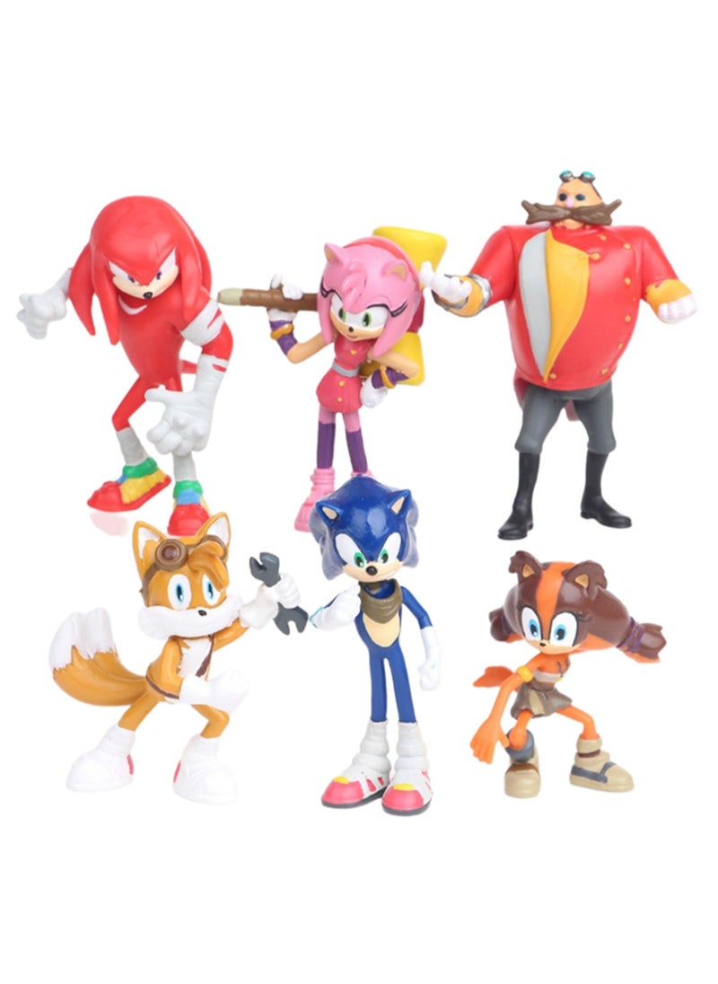 6 4th Generation Sonic Doll Models, Flying Mouse Game Action Figure Models, Trendy Toy Ornaments, Pvc Character Model Toys Collection Gifts Creative Cartoon Toys, Birthday Holiday Gifts