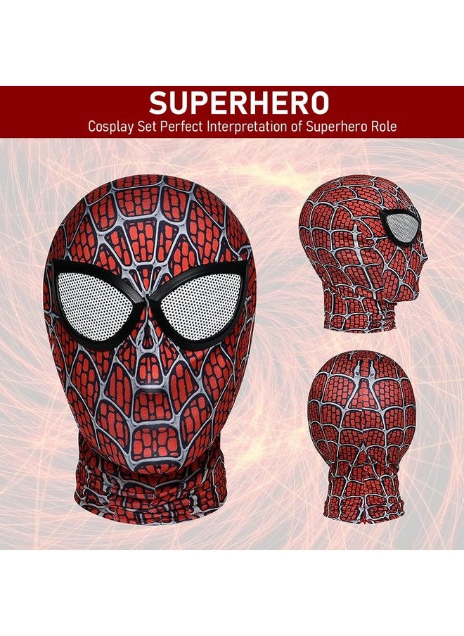 Fancyku® 3D Spider-Man Mask, Spiderman Masks Spider Man Cosplay Costumes Superhero Lenses, Superhero Costume Mask for Adult Kids, Role Play Superhero Masks for Halloween Masquerade Cosplay (Dark Red)