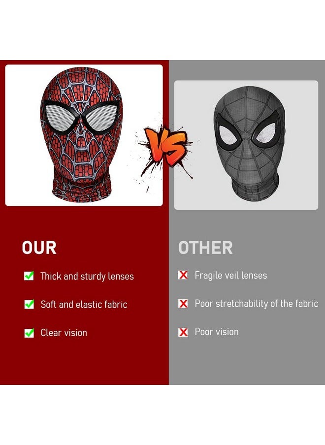 Fancyku® 3D Spider-Man Mask, Spiderman Masks Spider Man Cosplay Costumes Superhero Lenses, Superhero Costume Mask for Adult Kids, Role Play Superhero Masks for Halloween Masquerade Cosplay (Dark Red)