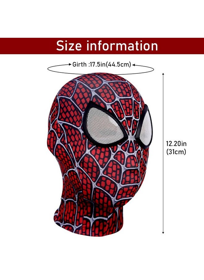 Fancyku® 3D Spider-Man Mask, Spiderman Masks Spider Man Cosplay Costumes Superhero Lenses, Superhero Costume Mask for Adult Kids, Role Play Superhero Masks for Halloween Masquerade Cosplay (Dark Red)