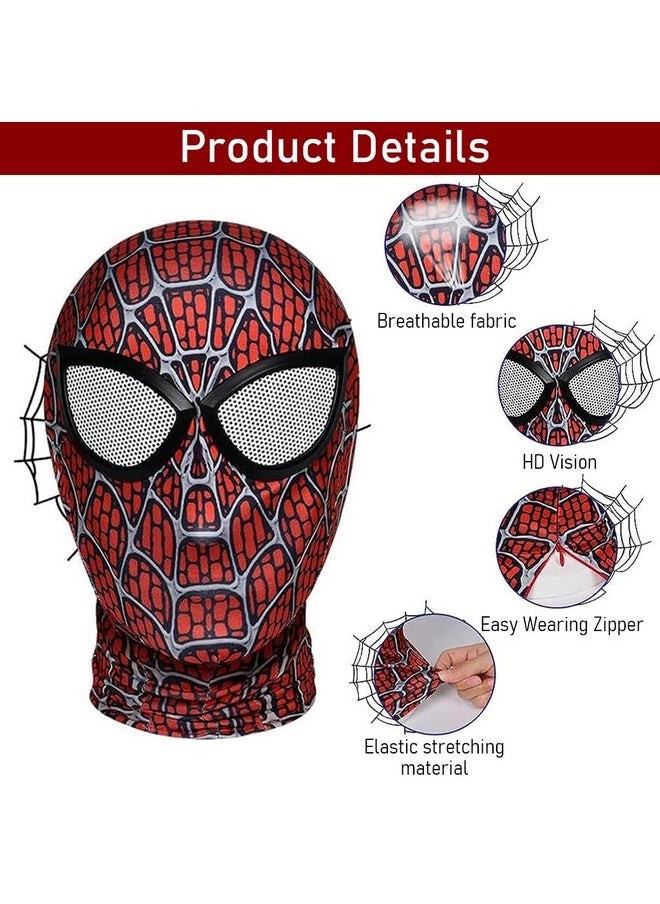 Fancyku® 3D Spider-Man Mask, Spiderman Masks Spider Man Cosplay Costumes Superhero Lenses, Superhero Costume Mask for Adult Kids, Role Play Superhero Masks for Halloween Masquerade Cosplay (Dark Red)