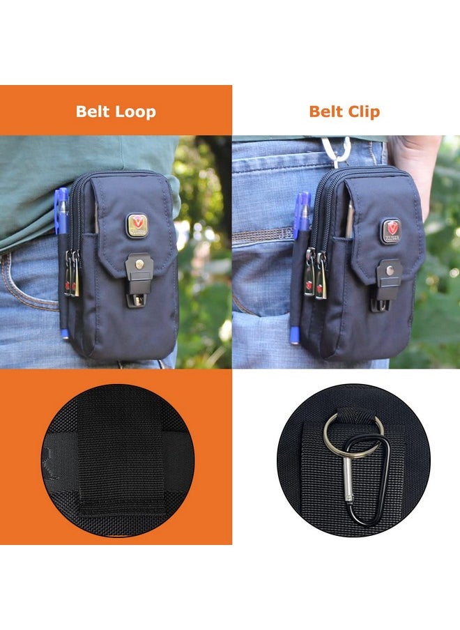 Large Multi-Purpose Nylon Cell Phone Belt Holster for iPhone 16 Pro Max Case 15 Pro Max Galaxy S24 Ultra A15 5G Universal Dual Smartphone Pouch with Belt Loop Clip for Men for 2 Mobile Phones