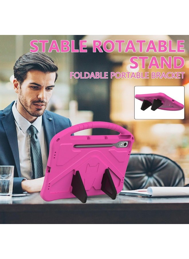 YRH for Lenovo Tab P12 Case 12.7 inch 2023, Kids EVA Stand Handle Protective Cover for Lenovo P12 Tablet Case, Rosered