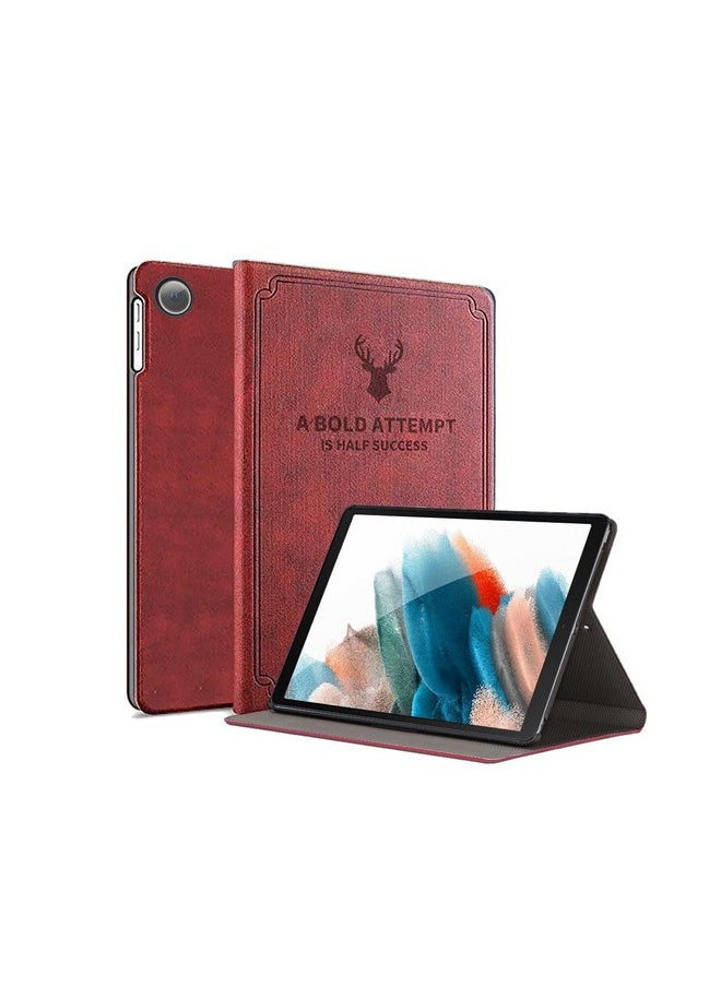 Robustrion Deer Pattern Flip Stand Case Cover for Samsung Galaxy Tab A8 10.5 inch [SM-X200/X205/X207] 2022 - Vine Red