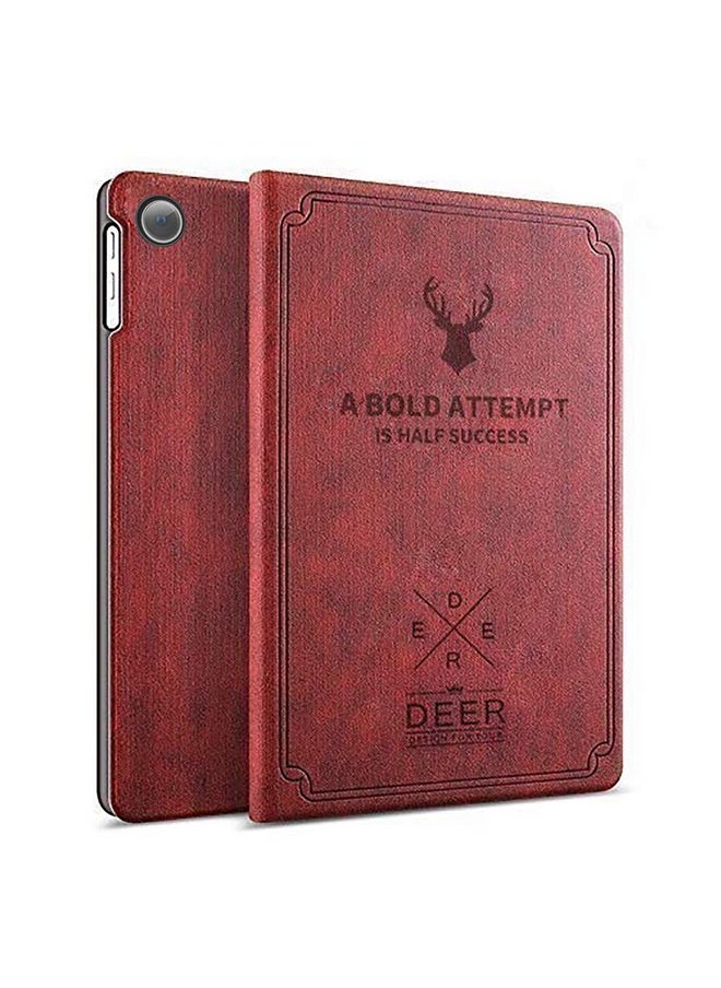 Robustrion Deer Pattern Flip Stand Case Cover for Samsung Galaxy Tab A8 10.5 inch [SM-X200/X205/X207] 2022 - Vine Red