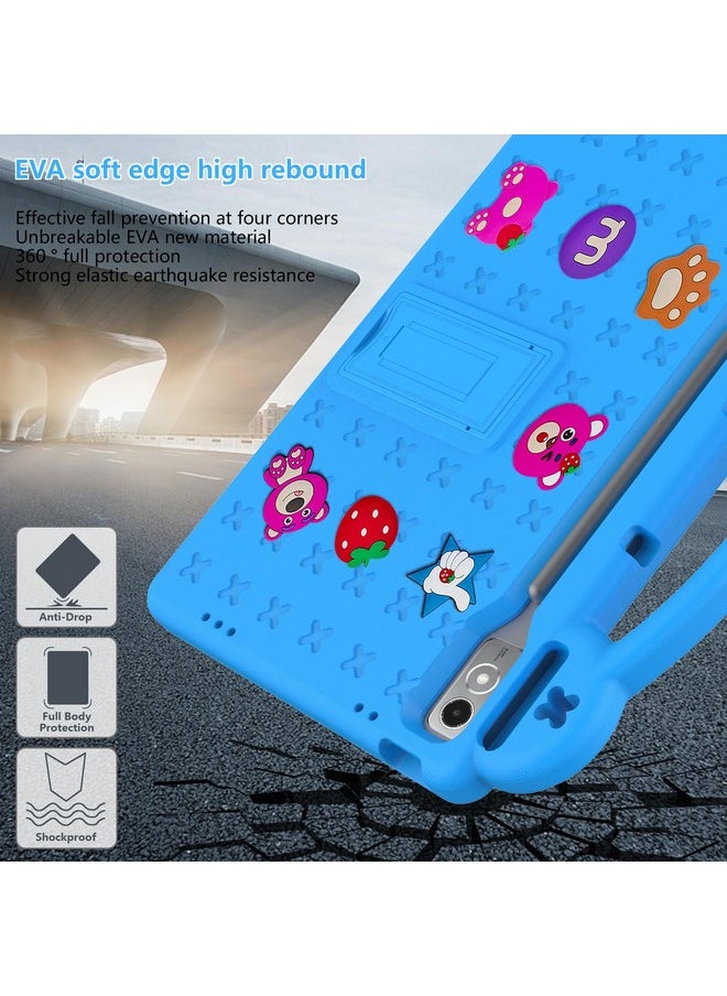 YRH for Lenovo Tab P12 12.7 inch Case 2023 (TB370FU), Kids EVA Stand Handle Protective Cover for Lenovo P12 Tablet Case, SkyBlue