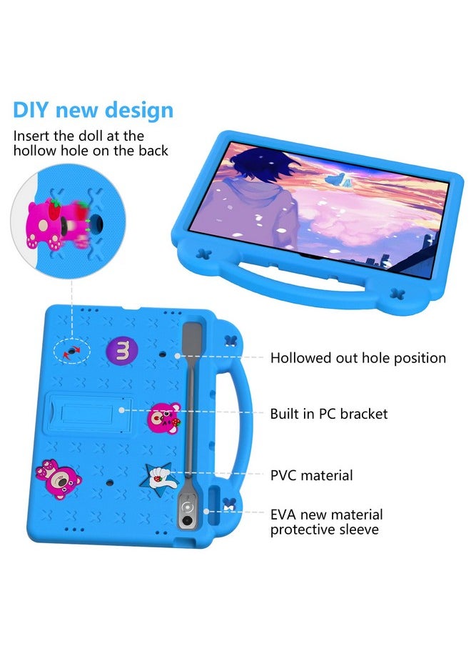 YRH for Lenovo Tab P12 12.7 inch Case 2023 (TB370FU), Kids EVA Stand Handle Protective Cover for Lenovo P12 Tablet Case, SkyBlue