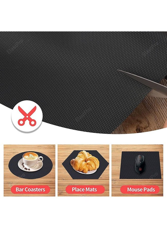 ElastPro (45 cm X 1.5 m X Pack of 3) Black EVA Food Grade Washable Anti Slip Mat/Sheet for Fridge, Shelf Liner, Table, Kitchen Drawer mat (Diamond Texture, Black)