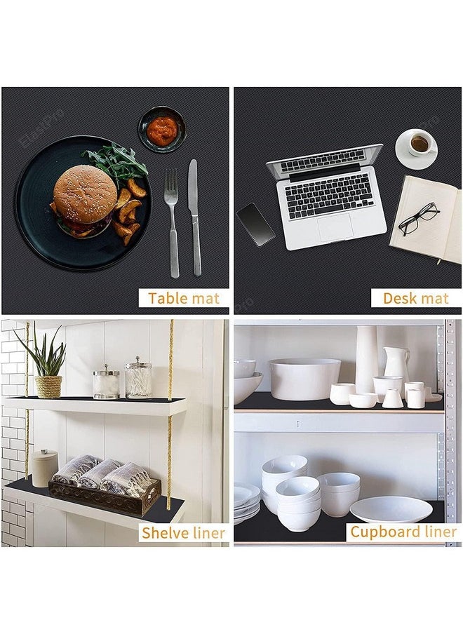 ElastPro (45 cm X 1.5 m X Pack of 3) Black EVA Food Grade Washable Anti Slip Mat/Sheet for Fridge, Shelf Liner, Table, Kitchen Drawer mat (Diamond Texture, Black)