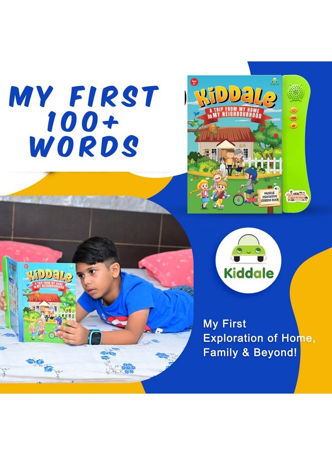 Kiddale First 100+ Words Picture & Audio Book with Rhymes and Stories| Boost Toddler Vocabulary in 30 min Through Self-Learning Audio