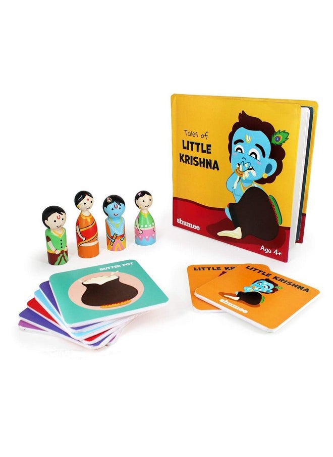 Shumee Little Krishna Combo- 4 Peg Dolls, 20 Memory Cards & 1 Book (4+ Years) | Multicolor | Cultural Awareness | Pretend Play | Open Ended Toys | Improves Childs Imagination & Creativity