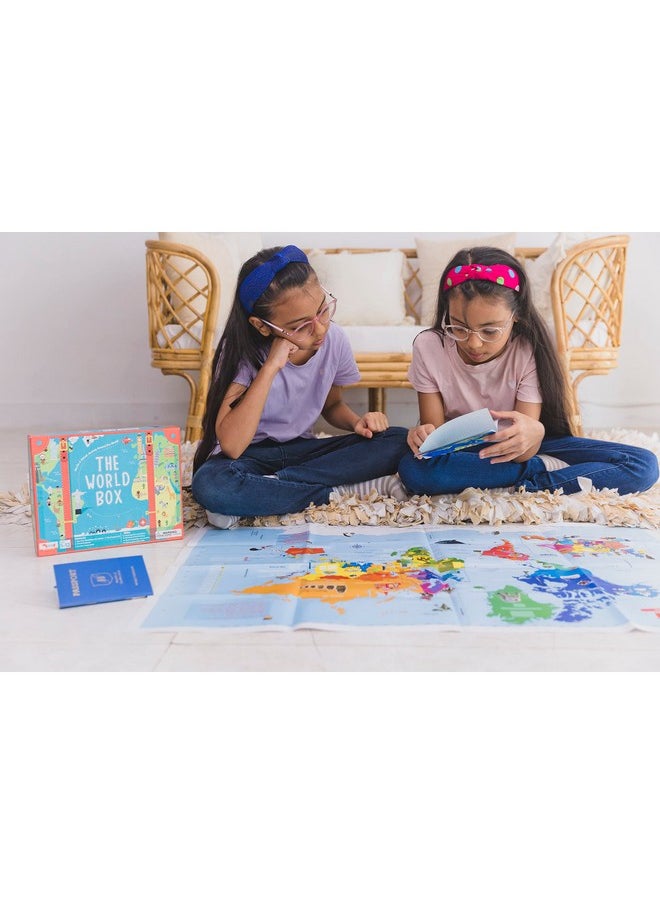 CocoMoco Kids What A World - Combo Of World Map Poster, Country Trump Cards, Passport, Travel Scrapbook, Geography Game Learning Plastic Toy - Birthday Gift For Boys & Girls 5 To 12 Years,Multicolor
