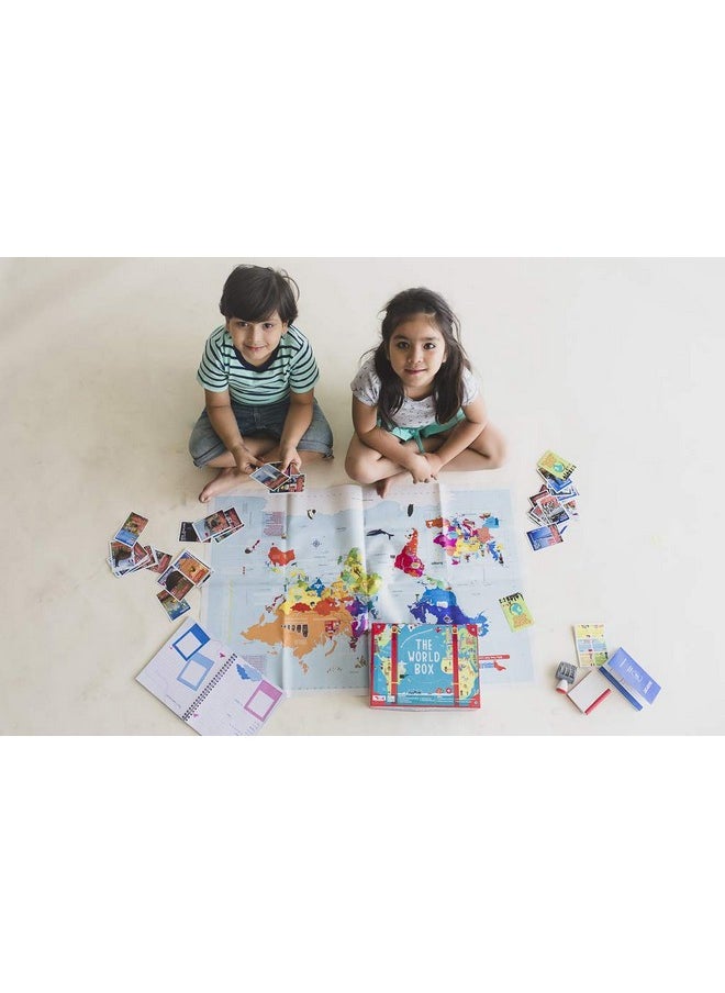 CocoMoco Kids What A World - Combo Of World Map Poster, Country Trump Cards, Passport, Travel Scrapbook, Geography Game Learning Plastic Toy - Birthday Gift For Boys & Girls 5 To 12 Years,Multicolor