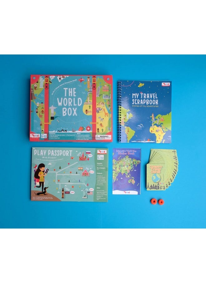 CocoMoco Kids What A World - Combo Of World Map Poster, Country Trump Cards, Passport, Travel Scrapbook, Geography Game Learning Plastic Toy - Birthday Gift For Boys & Girls 5 To 12 Years,Multicolor